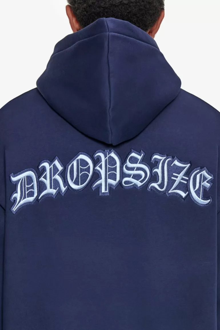 Store Dropsize Heavy Oversize Backlogo Hoodie Black Iris / Baby Blue