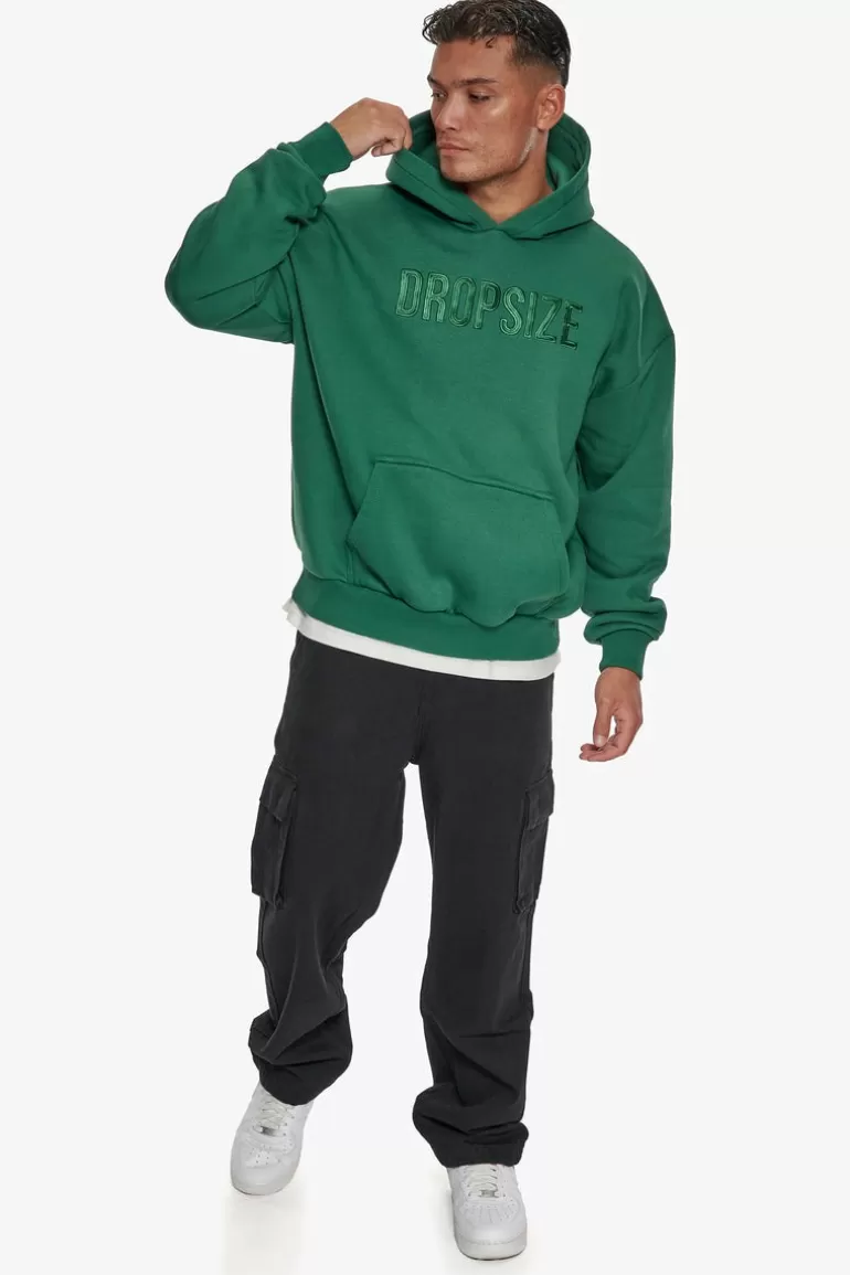 Shop Dropsize Heavy Oversize Flat Front Embo Hoodie Washed Green