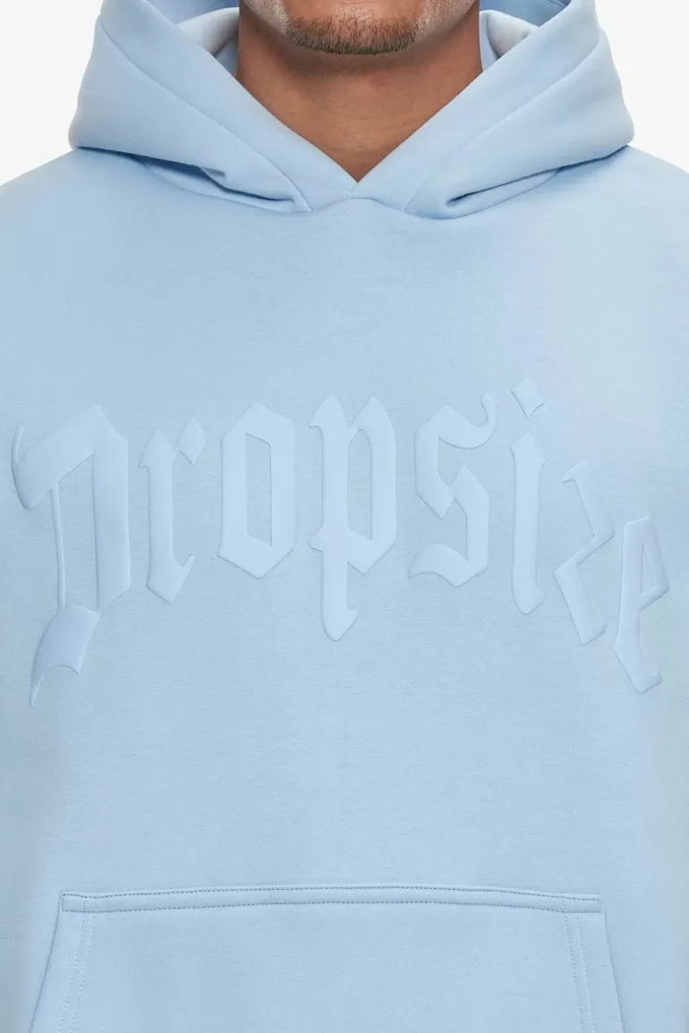 Hot Dropsize Heavy Oversize Logo Puffer Print Hoodie Baby Blue