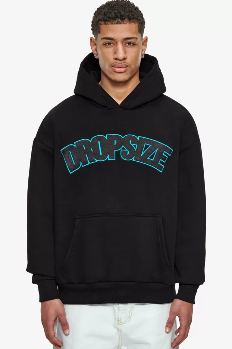 Flash Sale Dropsize Heavy Oversize Outline Embo Hoodie Black