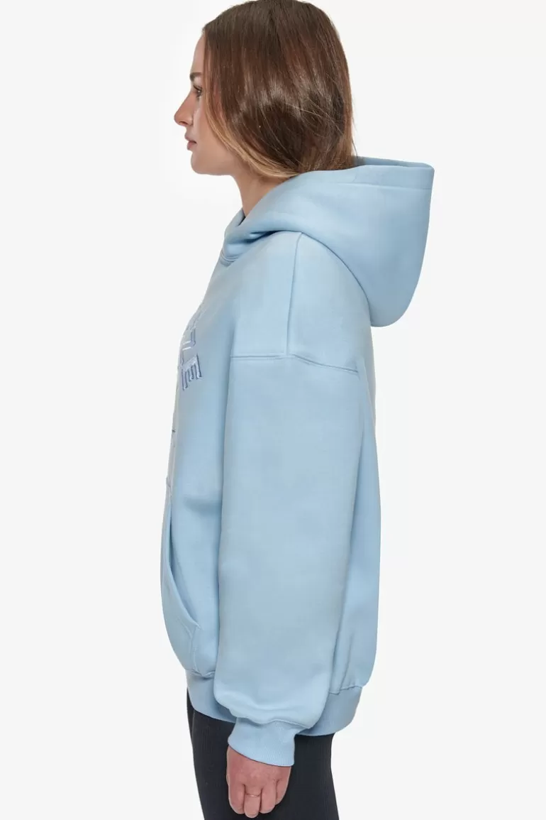 Online Dropsize Heavy Oversize Pray Love Hustle Embo Hoodie Baby Blue