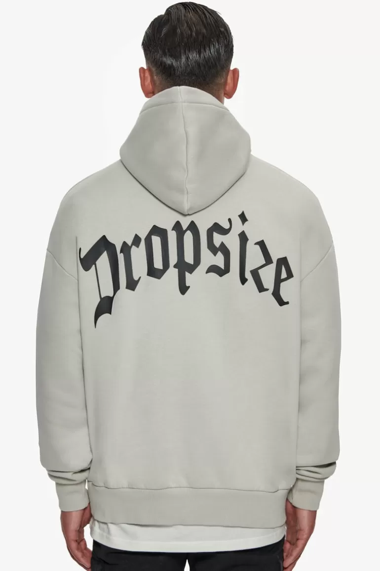 Store Dropsize Heavy Oversize Puffer Logo Backprint Hoodie Quite Grey