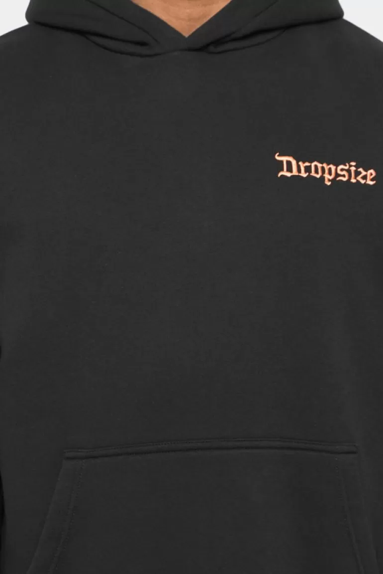 Best Dropsize Heavy Oversize ''Records'' Hoodie Washed Black