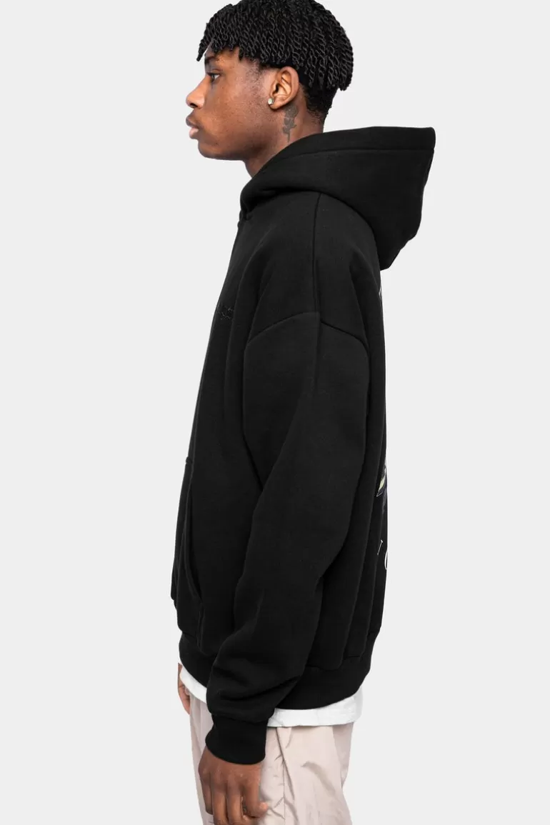 Hot Dropsize Heavy Oversize Scorpion Design Hoodie Black