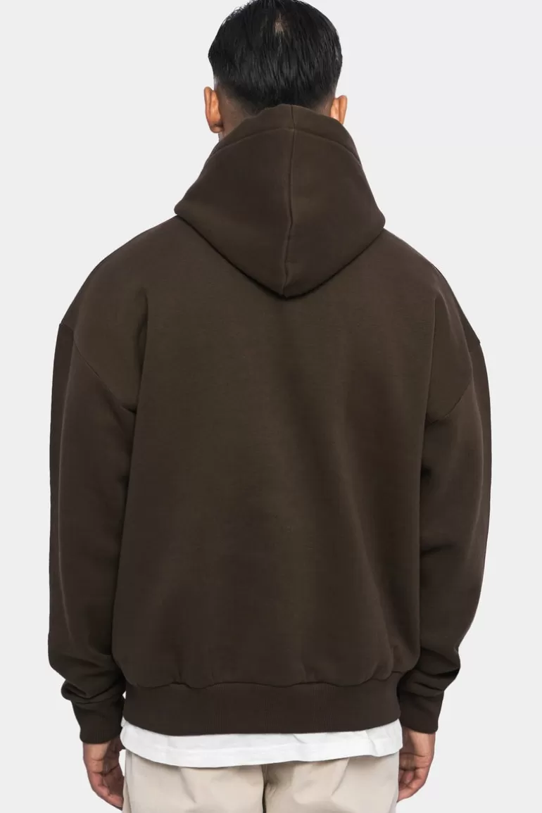 New Dropsize Heavy Oversize V2 Puffer Print Hoodie Chocolate Brown
