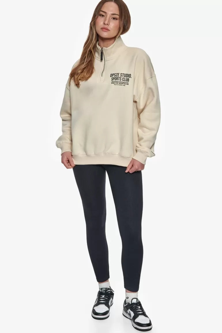 Shop Dropsize Heavy Oversized Ladies Sportsclub Half Zip Hoodie Coconut Milk