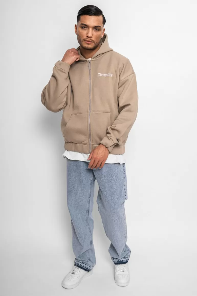 Cheap Dropsize Super Heavy Oversize Blank Zip Hoodie Weathered Teak