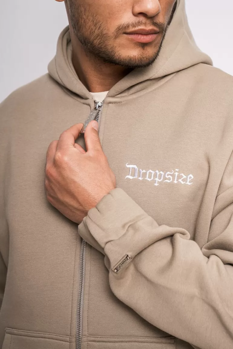 Cheap Dropsize Super Heavy Oversize Blank Zip Hoodie Weathered Teak