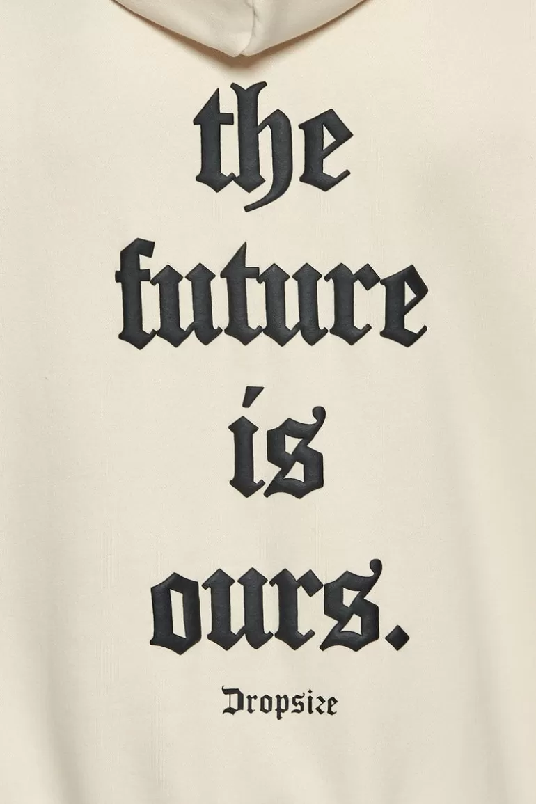 Best Dropsize Super Heavy Oversize Future Is Ours Hoodie Coconut/Black