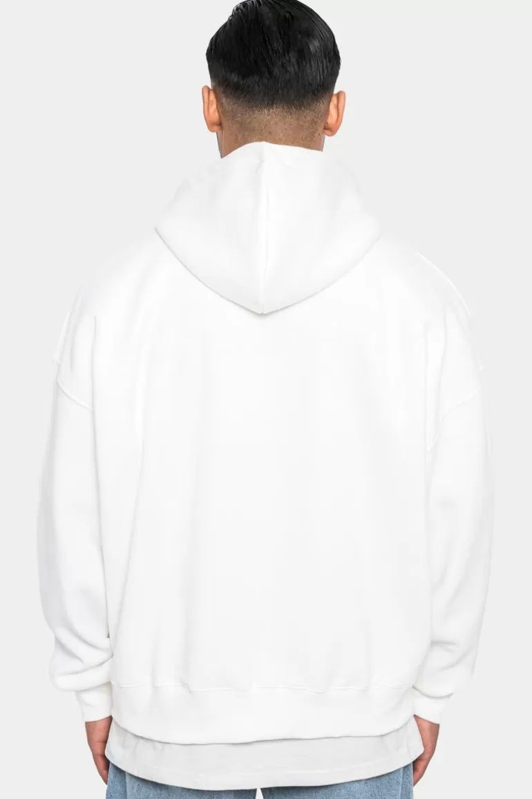 Hot Dropsize Super Heavy Oversize Logo Zip Hoodie Washed White