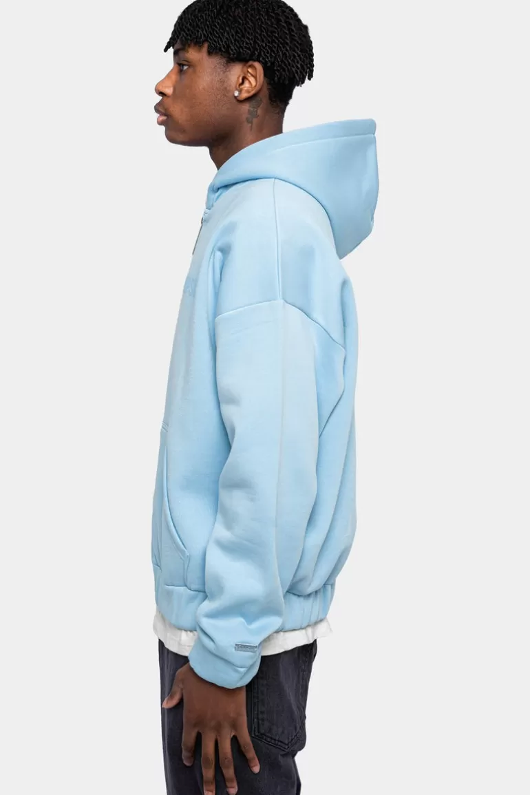 Hot Dropsize Super Heavy Oversized Hd Print Zip-Hoodie Baby Blue