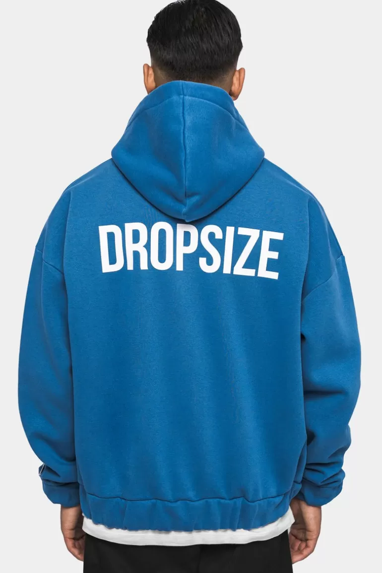 Online Dropsize Super Heavy Oversized Hd Print Zip-Hoodie Washed Blue